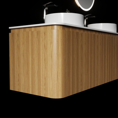 Saniclass Terra Wastafelonderkast - 140cm - 4 lades - afgeronde hoeken - sandwood