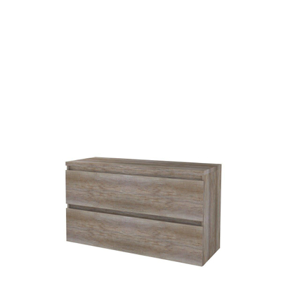 Basic-Line Start 46 ensemble de meubles de salle de bain 120x46cm sans poignée 2 tiroirs plan vasque mfc scotch oak