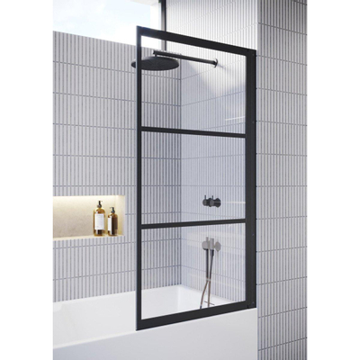 Riho Grid badwand - 80x150cm - rechts - 6mm - zwart