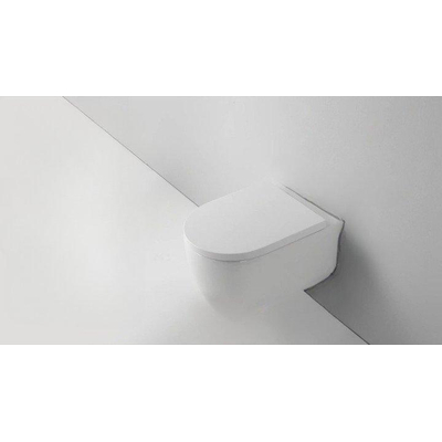 QeramiQ Dely Swirl WC suspendu - 36.5x53cm - à fond creux - sans bride - abattant softclose - blanc mat