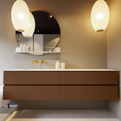 Mondiaz VICA-DLUX ensemble de meuble de salle de bain - 200cm - meuble sous-vasque repos - 4 tiroirs - lavabo encastrée cloud gauche - sans trous de robinet - version haute de 60cm - opalo