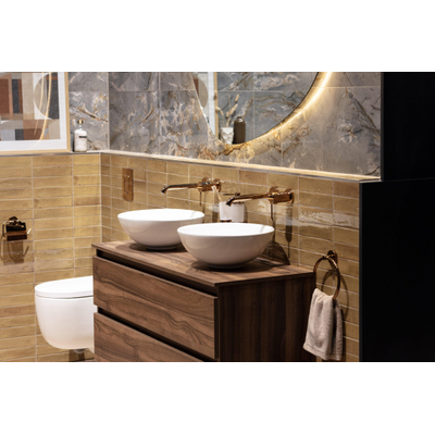 Adema Chaci Meuble bas de salle de bains - 120cm - 2 tiroirs - sans poignées - tiroir intérieur lin - noyer (bois)