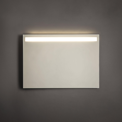 Adema Squared badkamerspiegel 100x70cm met bovenverlichting LED met spiegelverwarming en sensor schakelaar