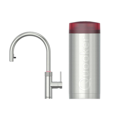 Quooker BE Flex Round kokendwaterkraan - draaibare & uittrekbare uitloop - Combi+ reservoir - Warm / kokend water - RVS