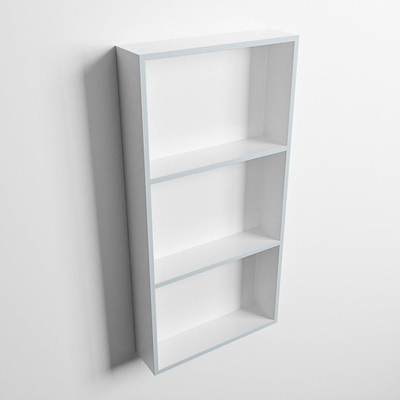 Mondiaz Easy nis 29.5x59.5x8cm voor Inbouw/opbouw 3 open vakken Solid surface Talc/Clay