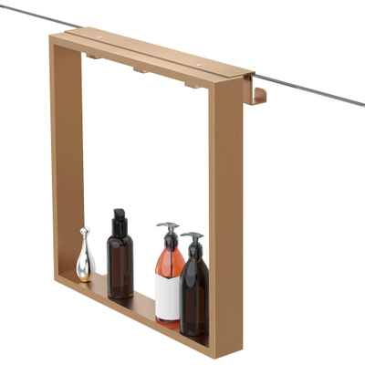 Fortifura Galeria schap met 4 haken - voor douchewand - 50x50x6.5cm - geborsteld koper SHOWROOMMODEL