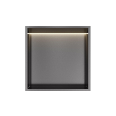 Hotbath &MORE Inbouwbox of inbouwnis - 30x30x10 - met LED - IP44 - PVD - geborsteld gunmetal (antraciet)