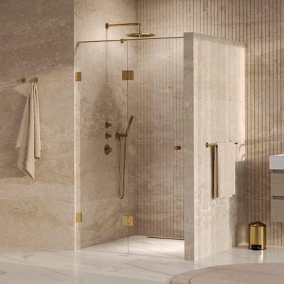 BRAUER Void Carving Porte de niche - 2 pièces - 120x200cm - porte battante de 60cm sur verre - revêtement verre - réversible - verre clair - PVD or brossé