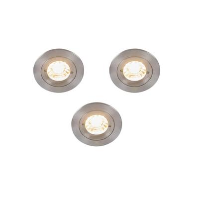 QAZQA Xena spot encastré - set de 3 - 8x8cm - IP44 - rond - acier
