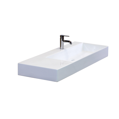 HR badmeubelen Elegance Lavabo - 122x46x12,5cm - 1 trou de robinet - cuve à droite - céramique blanc