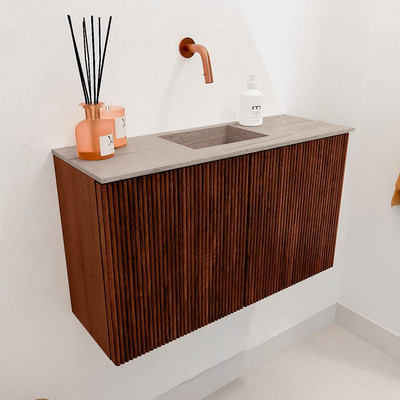Mondiaz JOYA-DLUX 70cm toiletmeubel - kleur Ruby - Wastafel FAYE positie Midden Zonder kraangat kleur Saba.