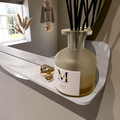 Mondiaz SPOT miroir – Ø 90 cm – avec tablette – Opalo (marbre blanc)