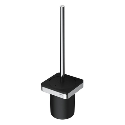 Geesa Frame Brosse de toilettes avec support Noir / Chrome (tête de brosse noire)