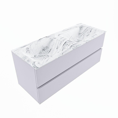 MONDIAZ VICA-DLUX Badkamermeubelset - 120cm - onderkast cale- 2 lades - inbouw wastafel cloud dubbel - zonder kraangaten - 60cm hoge versie - glace