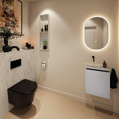 MONDIAZ TURE-DLUX Meuble pour WC 40 cm Plata. EDEN lavabo Opalo position gauche. Sans trou de robinet.