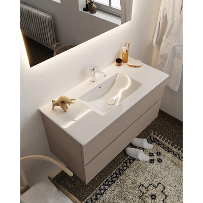 Mondiaz VICA ensemble de meuble de salle de bain - 100cm - meuble sous-vasque fumée - 2 tiroirs - lavabo denia milieu - 1 trou de robinet - version XL 60cm haut