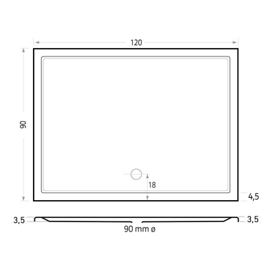 Xenz Mariana douchebak - 120x90x7 - Acryl - pergamon