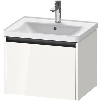 Duravit Ketho 2 meuble sous lavabo avec 1 tiroir 58.4x45.5x44cm avec poignée anthracite blanc haute brillance