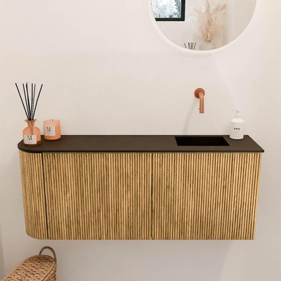 Mondiaz JOYA 101.6cm toiletmeubel - ronding links kleur Oak - Wastafel FAYE positie Rechts Zonder kraangat kleur Urban.