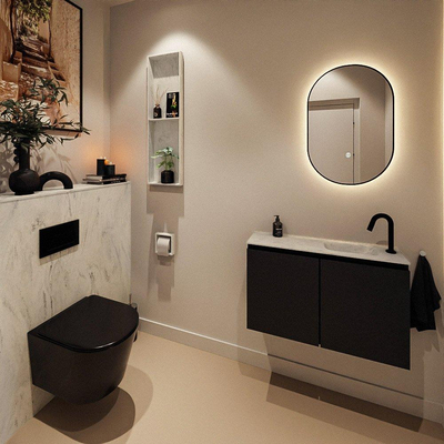 MONDIAZ TURE-DLUX 80cm toiletmeubel Urban. EDEN wastafel Opalo positie rechts. Met 1 kraangat.