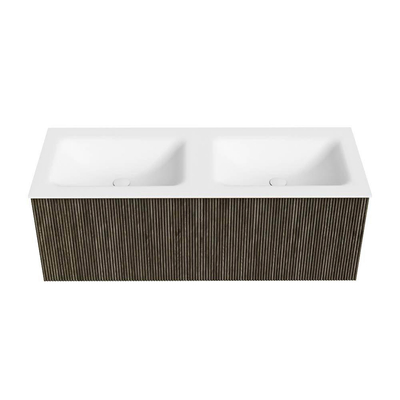 Mondiaz KURVE Badkamermeubelset - 120x46x40cm - 1 lade - wastafel solid surface - dubbel - zonder kraangat - Shadow