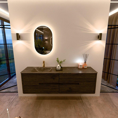 Mondiaz CIRO-DLUX Badkamermeubelset - 170x45x50cm - Solid surface wastafel Lava - 1 wasbak Links - 1 kraangat - 4 lades - Shadow