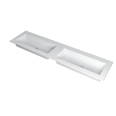 INK Kraft wastafel - 180x45x1cm - 2 wasbakken - 0 kraangaten - wit mat