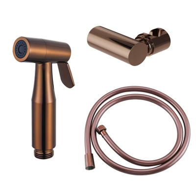 FugaFlow Eccelente Ensemble d'accessoires bidet - douchette à main - flexible 150cm - support - Cuivre brossé PVD (Cuivre)