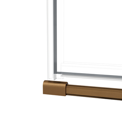 FugaFlow Eccelente Vetro Cabine de Douche - 90x140x200cm - charnières - poignée de porte - barre de stabilisation - verre clair strié - verre de sécurité - Cuivre brossé PVD (Cuivre)