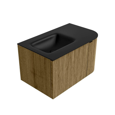 Mondiaz KURVE Badkamermeubelset - 75x46x40cm - 1 lade - 1 deur - wastafel solid surface - links - 1 kraangat - Dusk