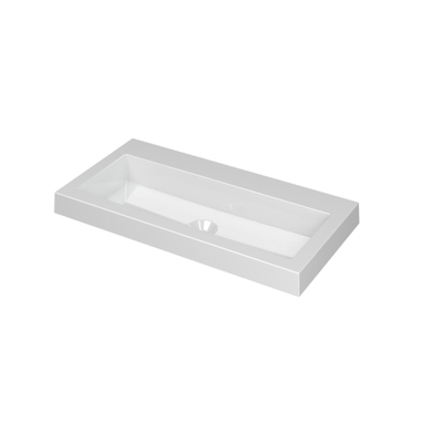 INK Dock Lavabo - 80x40x6cm - 1 bassin - 0 trous de robinet - polystone blanc brillant