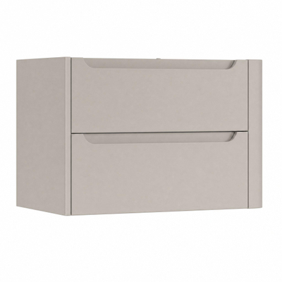 H&R Badmeubelen Juice Meuble sous vasque - 80x45x50cm - angle droit arrondi - 2 tiroirs - poignée intégrée - beige mat