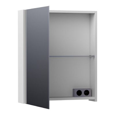BRAUER Impress spiegelkast – 59x70x15 cm – linksdraaiend, dubbelzijdige spiegeldeurr – Wit mat