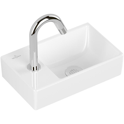Villeroy & Boch Avento ensemble lave-mains - 36x22x11cm - trou de robinetterie à gauche - robinet de lave-mains chromé - blanc brillant