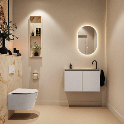 MONDIAZ TURE-DLUX Meuble WC 80 cm Linen. EDEN lavabo Frappe position droite. Avec 1 trou de robinet.