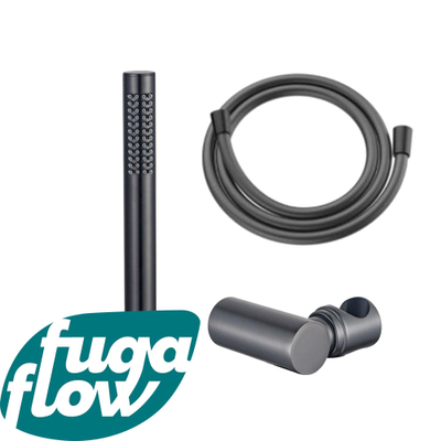 FugaFlow Eccelente Sobrado Badkamer handdoucheset incl staafhanddouche - houder - slang glad gunmetal PVD