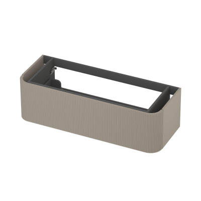 INK Concept R Meuble sous-lavabo - 120x45x35cm - 1 tiroir - poignées en saillie - fraisées - coins arrondis - MDF laqué - coton crème mat