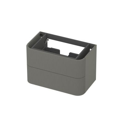 INK Concept R Meuble sous-lavabo - 80x45x52cm - 2 tiroirs - poignées en saillie - fraisé - angles arrondis - MDF laqué - vert béton mat