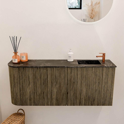 Mondiaz JOYA-DLUX 101.6cm toiletmeubel - ronding links kleur Dusk - Wastafel FAYE positie Rechts 1 kraangat kleur Lava.