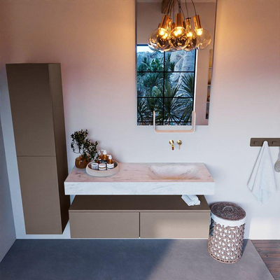 MONDIAZ ALAN - DLUX Ensemble de meubles de salle de bains - 130cm - meuble bas - Smoke - 2 tiroirs - lavabo suspendu - vasque à droite - 0 trous de robinet - Opalo
