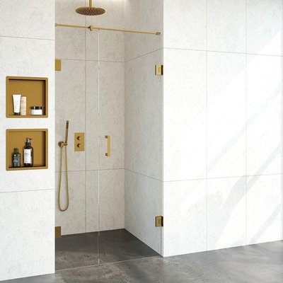 BRAUER Void nisdeur 2-delig helder glas 100x200 omkeerbaar met draaideur 60 aan muur incl. glascoating PVD goud
