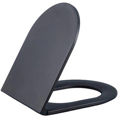 QeramiQ Dely Swirl Ensemble WC - réservoir encastré Qeramiq Flush - abattant slim - plaque de commande blanche mate en métal - boutons rectangulaires - noir mat