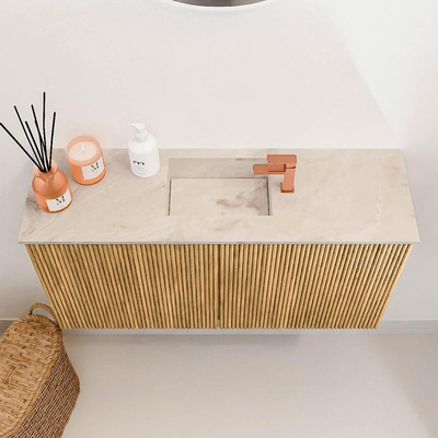 Mondiaz JOYA-DLUX 80cm toiletmeubel - kleur Oak - Wastafel FAYE positie Midden 1 kraangat kleur Frappe.