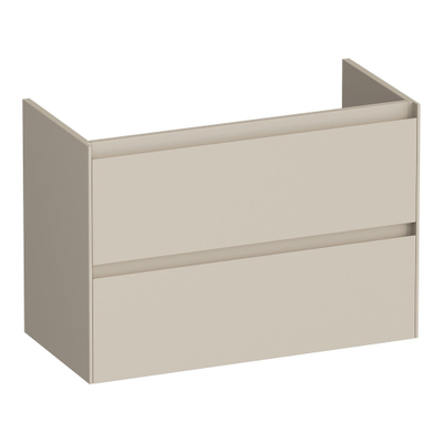 BRAUER Inspire meuble sous-lavabo peu profond 80 2 tiroirs à fermeture douce - sans poignées - 1 découpe pour siphon - beige mat