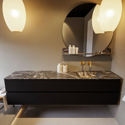 Mondiaz VICA-DLUX ensemble de meuble de salle de bain - 200cm - meuble sous-vasque urban - 4 tiroirs - lavabo encastré cloud droite - sans trous de robinet - miroir modèle spot - version XL 60cm de haut - lave