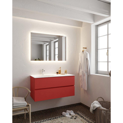 Mondiaz VICA ensemble de meuble de salle de bain - 100cm - meuble sous-vasque fire - 2 tiroirs - lavabo moon gauche - 1 trou de robinet - version XL 60cm haut