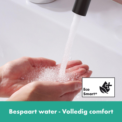 Hansgrohe Tecturis s 1 greeps wastafelkraan - 150 Fine - coolstart - met PushOpen - waste set - mat zwart