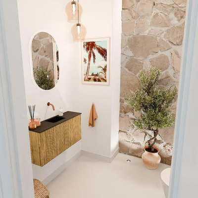 Mondiaz JOYA 80cm toiletmeubel - kleur Oak - Wastafel FAYE positie Midden Zonder kraangat kleur Urban.