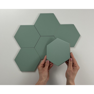 ÉCHANTILLON Terravito Bereno carreau mural et de sol - 15x17cm - 9mm - Hexagone - Vert mat