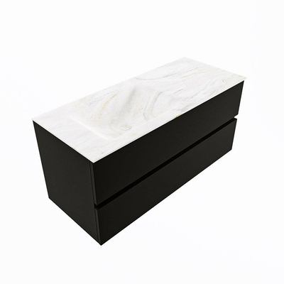 Mondiaz VICA-DLUX ensemble de meuble de salle de bain - 110cm - meuble sous-vasque urban - 2 tiroirs - lavabo encastré cloud gauche - 1 trou de robinet - version haute de 60cm - ostra